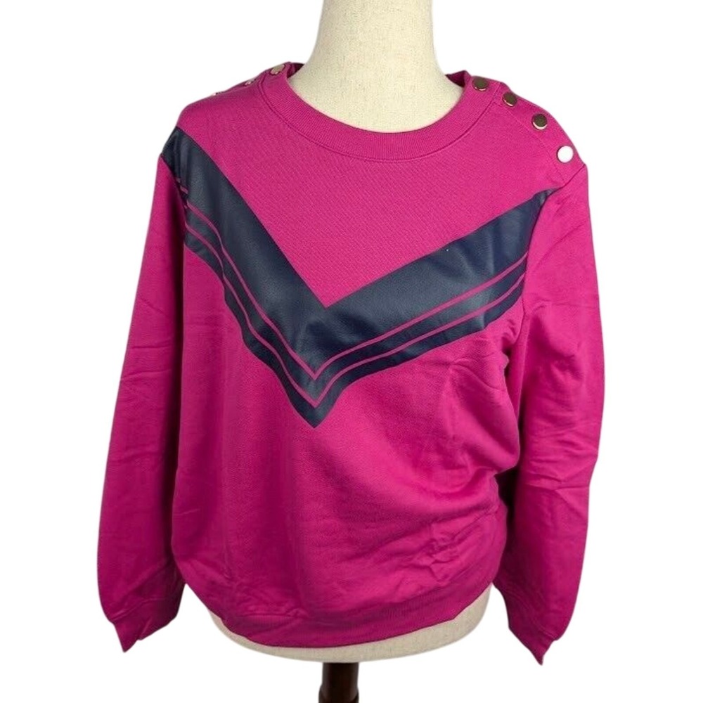 Charter Club Chevron Button-Shoulder Top Pink Tutu Size XL | Textured Knit